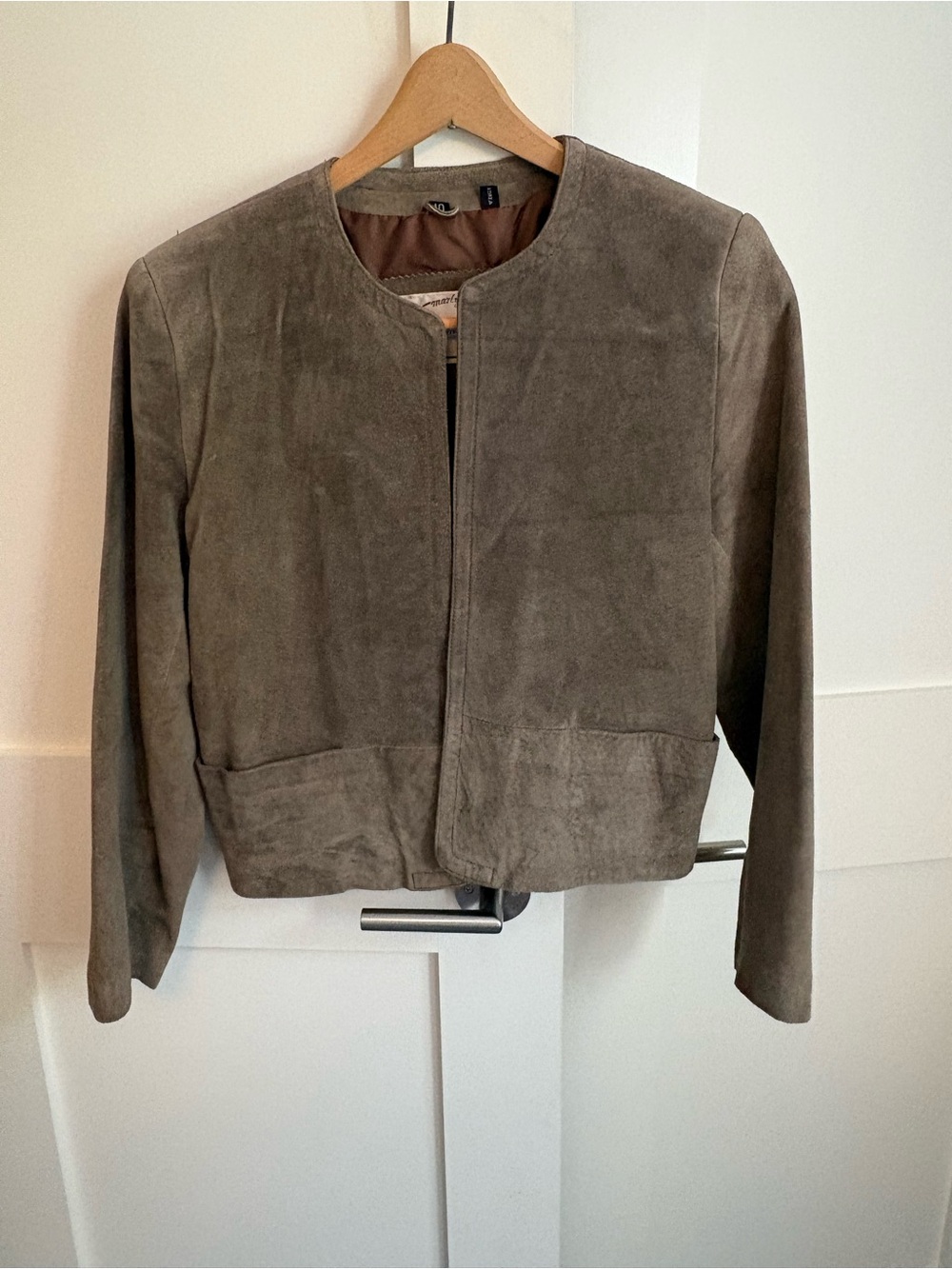 Women's Suede Crop Jacket - Taupe
